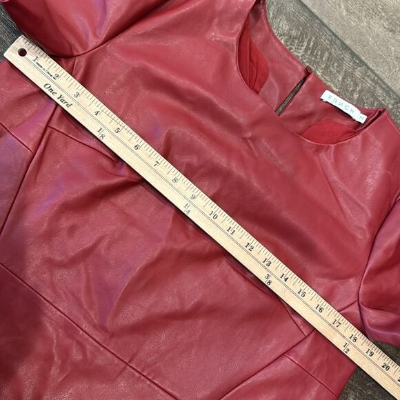 FRNCH Short Sleeve Faux Leather T Shirt Dress Brick Red Size M - Picture 5 of 8